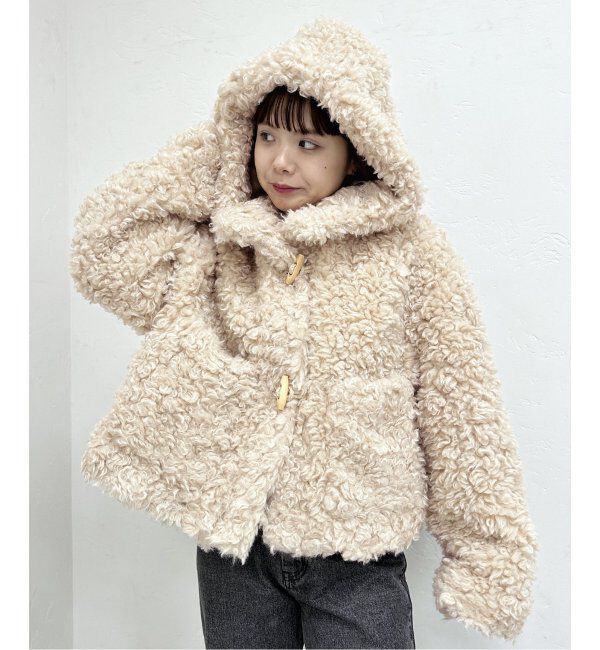 U by SPICK&SPAN「カールフェイクファーショートダッフル」|ダッフルコート|