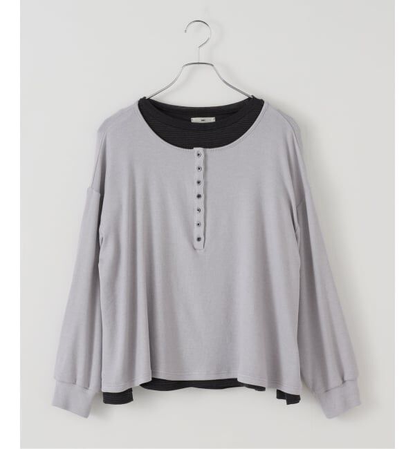 FRAMeWORK「onit/オニット 別注レイヤードヘンリーネックプルオーバー（2枚セット）」|Tシャツ・カットソー|グレーB