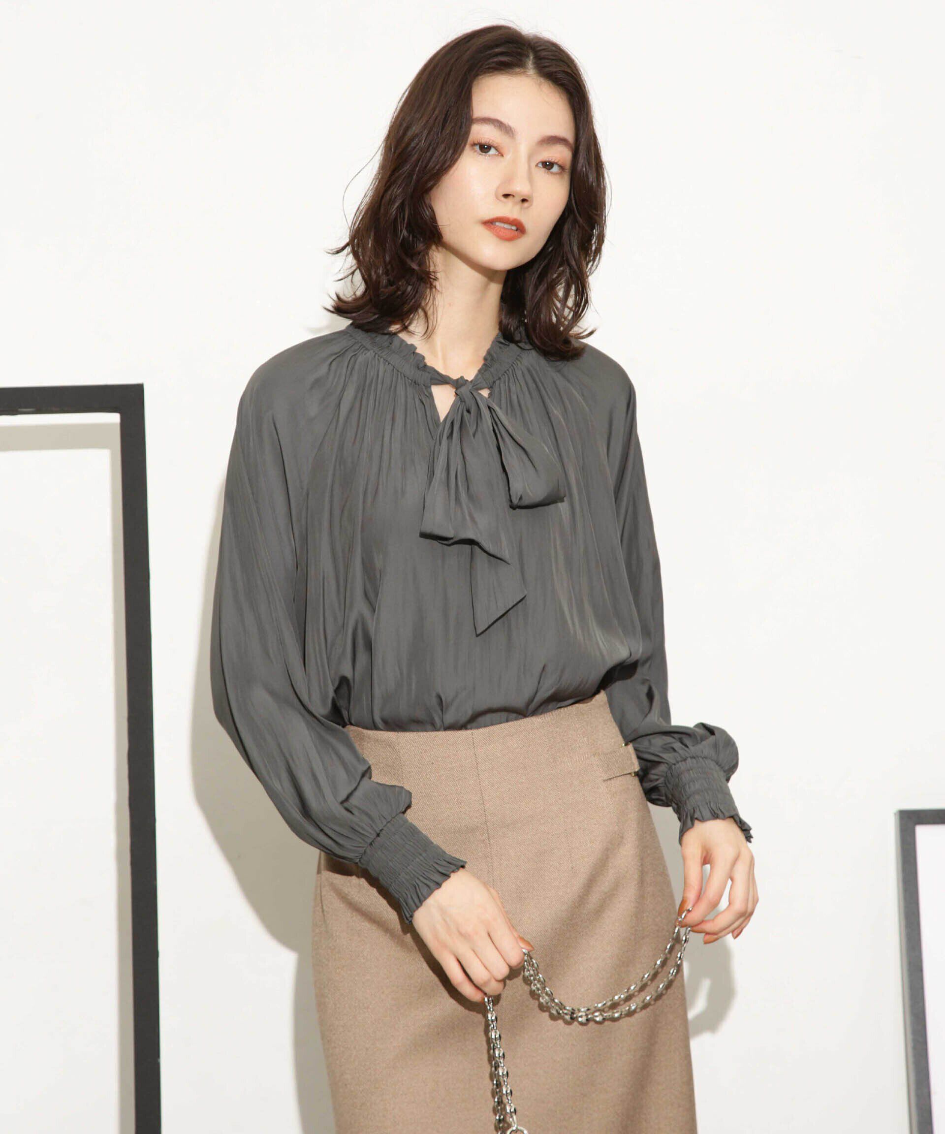 nano･universe「ギャザーネックボウタイブラウス」|シャツ・ブラウス|