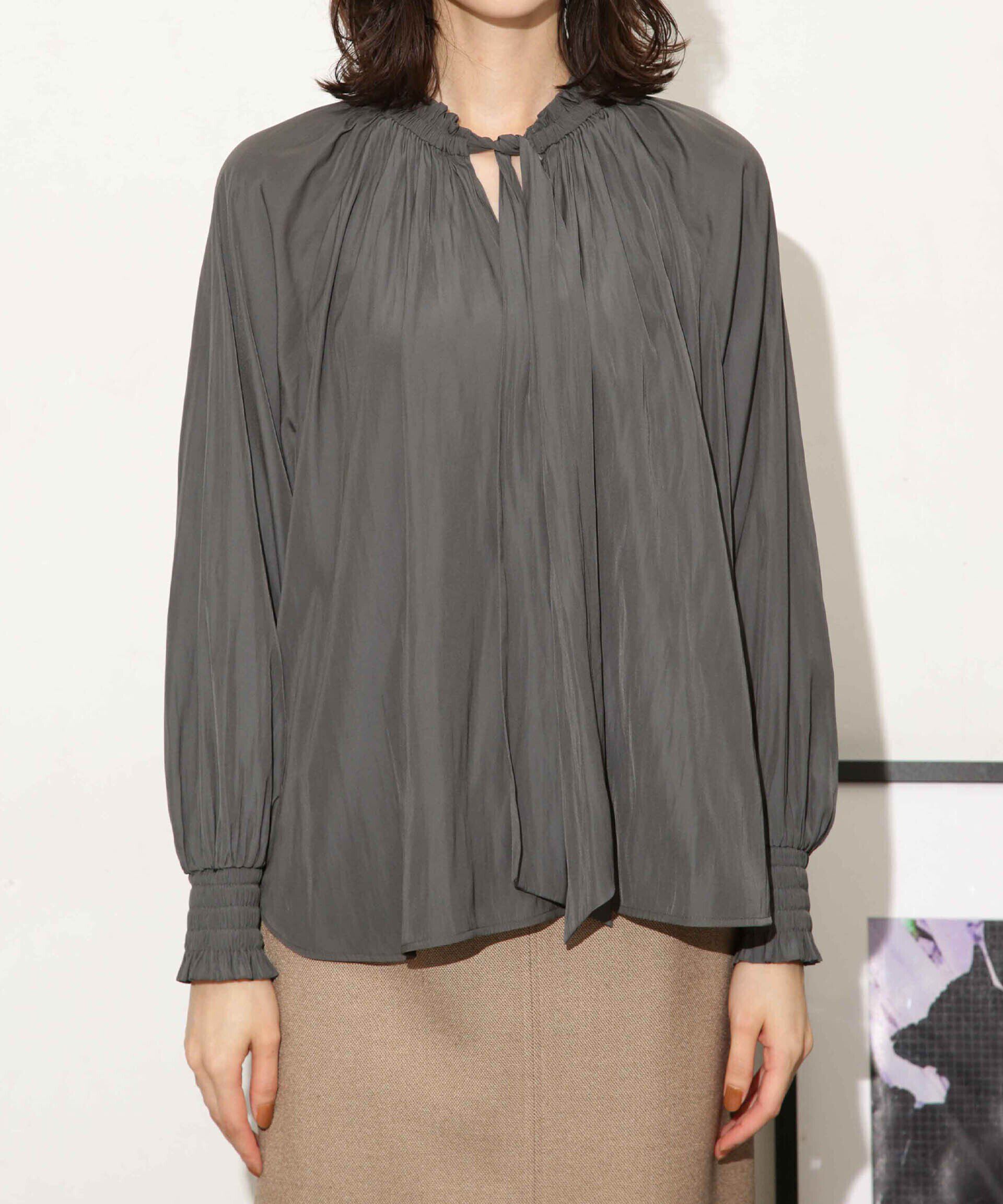 nano･universe「ギャザーネックボウタイブラウス」|シャツ・ブラウス|