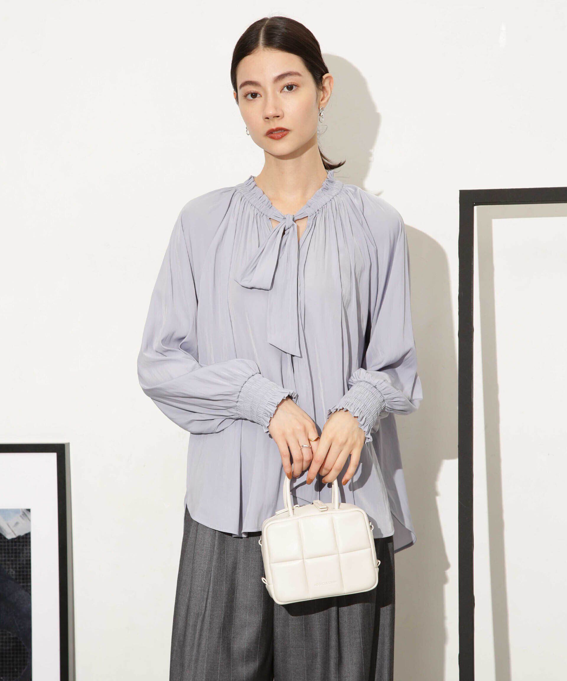 nano･universe「ギャザーネックボウタイブラウス」|シャツ・ブラウス|