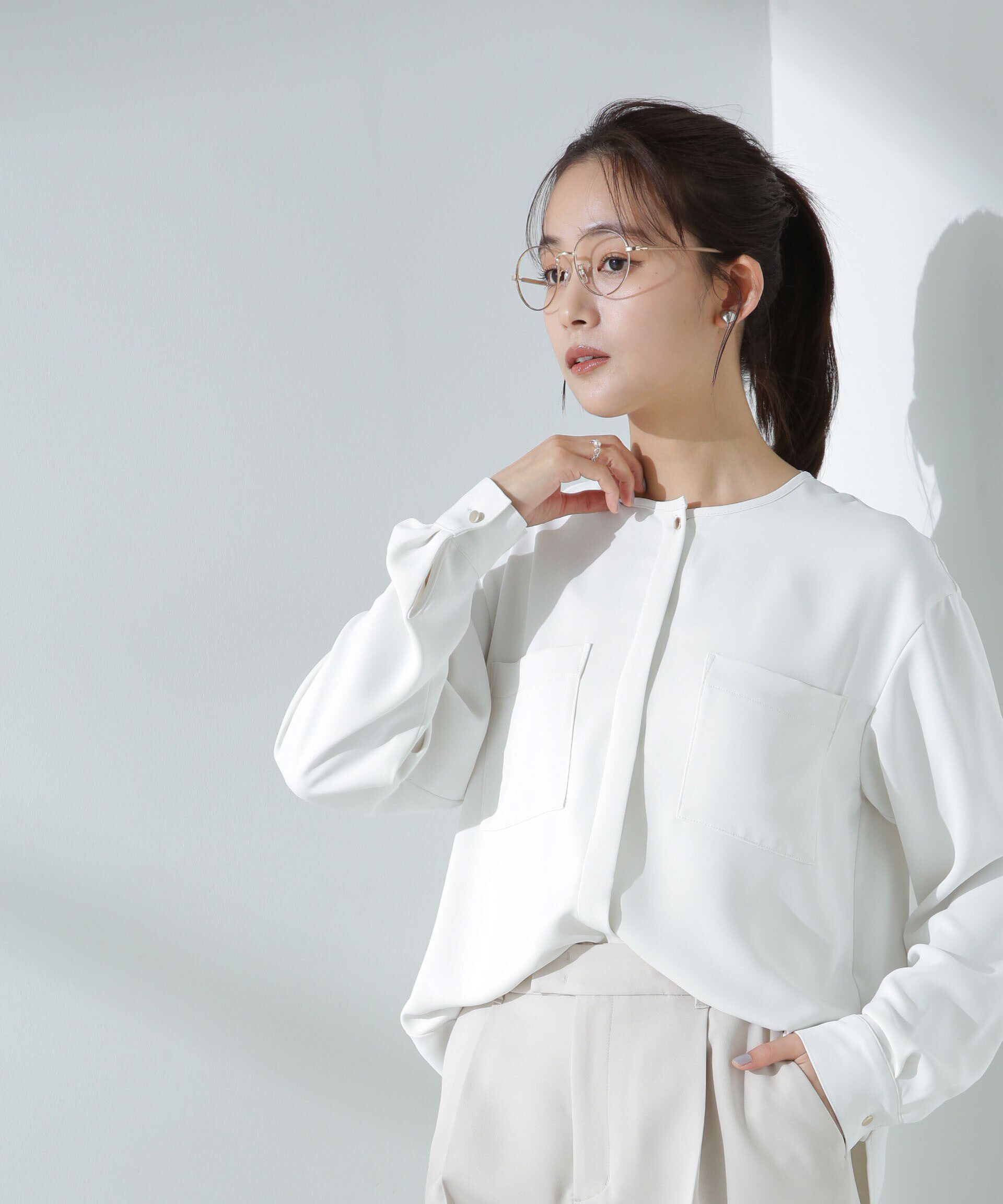 nano･universe「Ｗポケットブラウス」|シャツ・ブラウス|