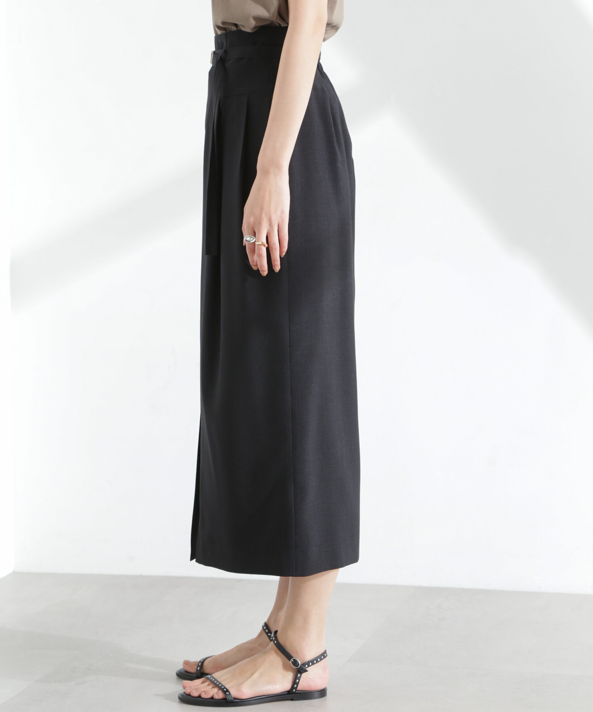 nano･universe「メランジドライ ベルト付きソフトコクーンスカート(セットアップ可)」|スカート|