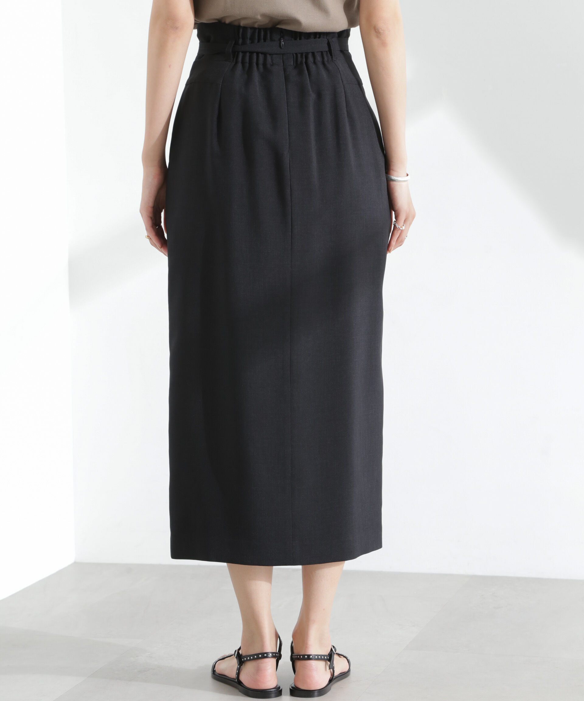 nano･universe「メランジドライ ベルト付きソフトコクーンスカート(セットアップ可)」|スカート|