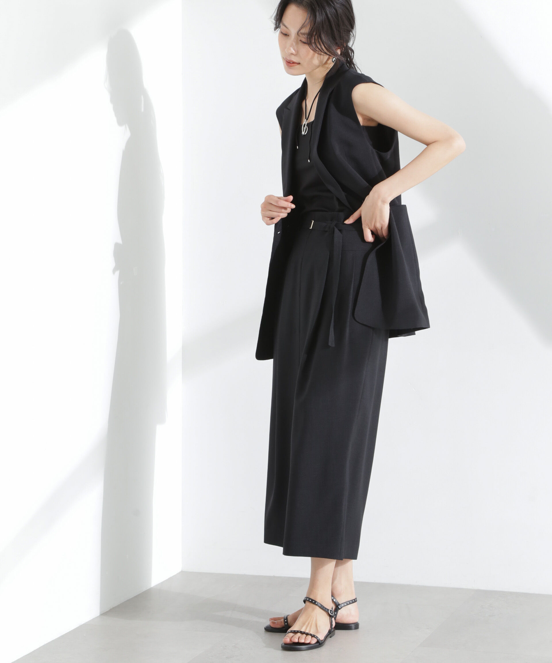 nano･universe「メランジドライ ベルト付きソフトコクーンスカート(セットアップ可)」|スカート|