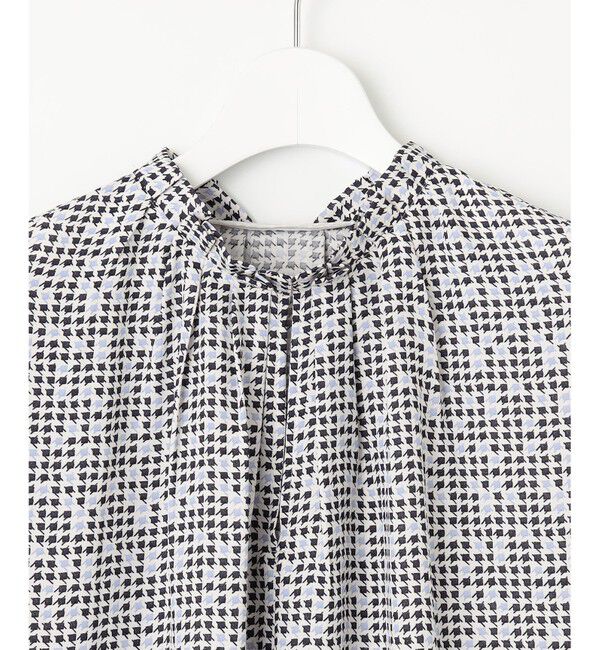 23区「【洗える】ライトバックサテンアムンゼン ハウンドトゥース プリント ブラウス」|シャツ・ブラウス|