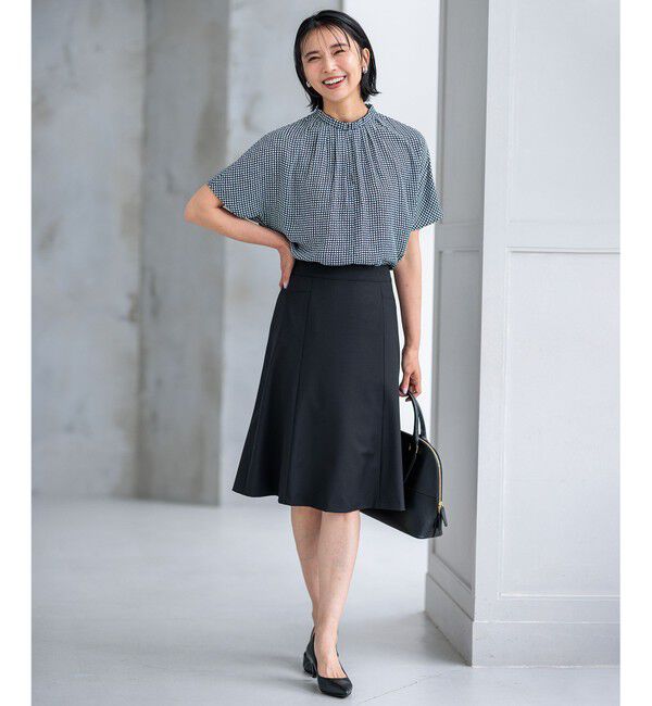 23区「【洗える】ライトバックサテンアムンゼン ハウンドトゥース プリント ブラウス」|シャツ・ブラウス|