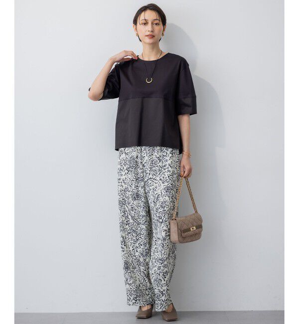 23区「【洗える】シルエットスムースコンビ バックフレア カットソー」|Tシャツ・カットソー|