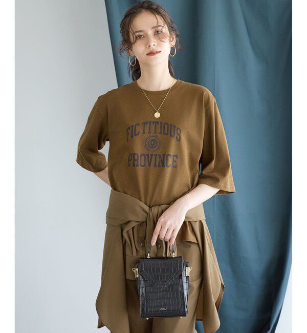 23区「【SLOW/一部店舗限定】MVSコットン ヴィンテージ風 ロゴTEE」|Tシャツ・カットソー|カーキ系