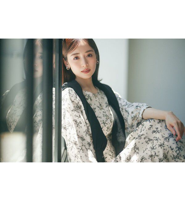 ANY SIS「【美人百花10月号掲載】ドルマンニット&times;プリントワンピース セット」|ドレス|