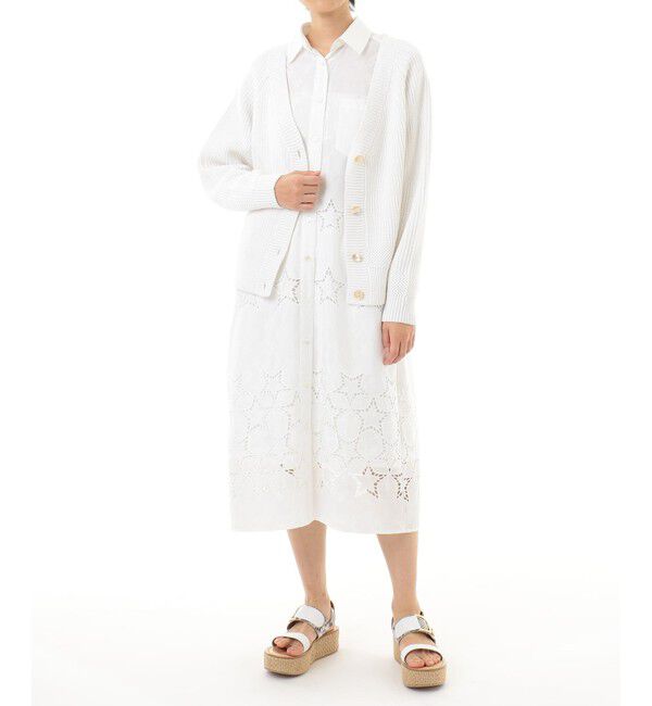  「布帛切替ニットカーディガン」|カーディガン|