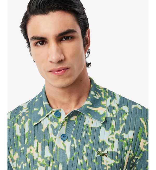 LACOSTE「オーディエンステキスタイルリブニットポロシャツ」|ニット・セーター|