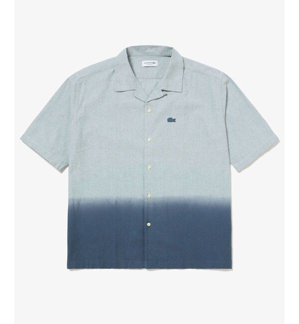 LACOSTE「グラデーション コットンオックスフォード オープンカラーシャツ」|シャツ・ブラウス|グレイッシュブルー