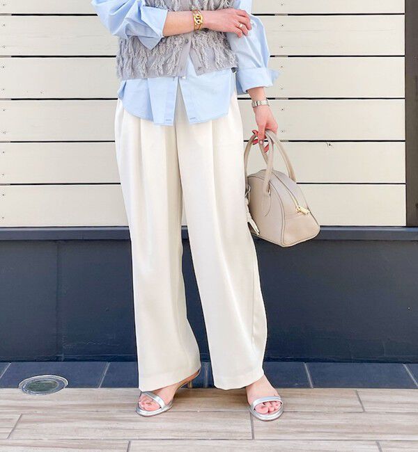 NOLLEY'S sophi「【追加】《オールシーズン対応》ウォッシャブルダブルクロスサテンイージーワイドパンツ」|その他|オフホワイト