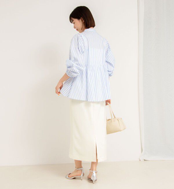 NOLLEY'S「《セットアップ対応》ウォッシャブルニットジョーゼットタイトミディスカート」|タイト|