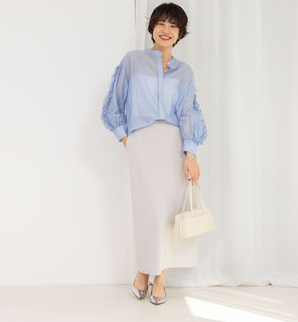 NOLLEY'S「《セットアップ対応》ウォッシャブルニットジョーゼットタイトミディスカート」|タイト|