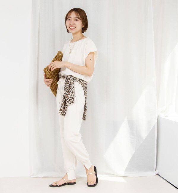 Rie Miller「《セットアップ対応》《手洗い可能》ダンボールジョーゼットリブ付ノースリーブカットソー」|Tシャツ・カットソー|