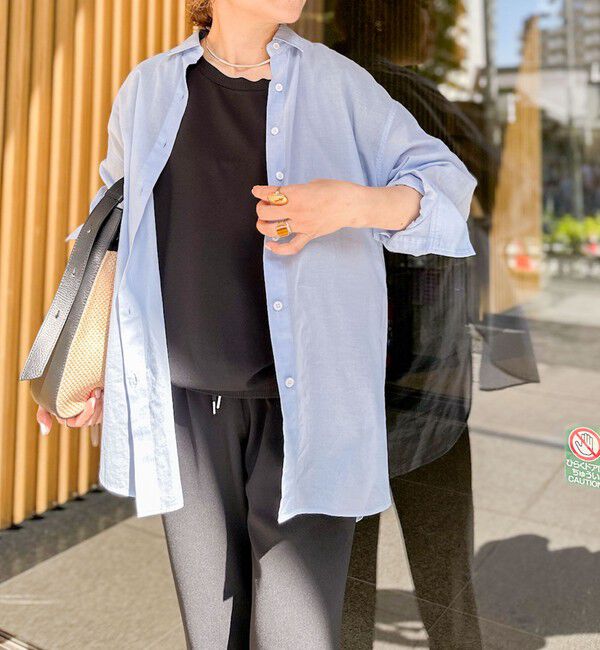 Rie Miller「《セットアップ対応》《手洗い可能》ダンボールジョーゼットリブ付ノースリーブカットソー」|Tシャツ・カットソー|