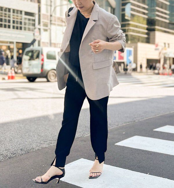 Rie Miller「《セットアップ対応》《手洗い可能》ダンボールジョーゼットリブ付ノースリーブカットソー」|Tシャツ・カットソー|