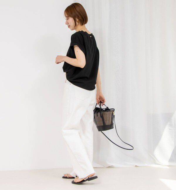 Rie Miller「《セットアップ対応》《手洗い可能》ダンボールジョーゼットリブ付ノースリーブカットソー」|Tシャツ・カットソー|