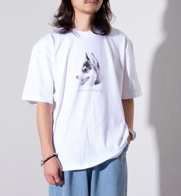 GLOSTER「【新柄追加】【GLOSTER/グロスター】DOG&CAT 犬猫プリントTシャツ」|Tシャツ・カットソー|