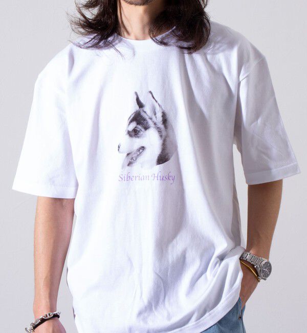 GLOSTER「【新柄追加】【GLOSTER/グロスター】DOG&CAT 犬猫プリントTシャツ」|Tシャツ・カットソー|