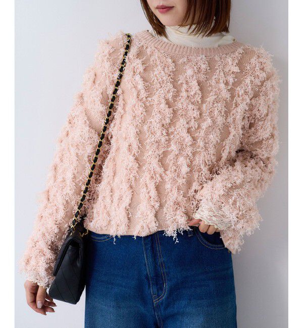 VIS「リボンヤーンフリンジニットプルオーバー」|ニット・セーター|