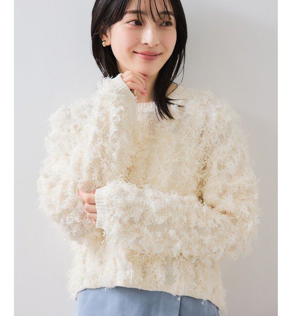 VIS「リボンヤーンフリンジニットプルオーバー」|ニット・セーター|