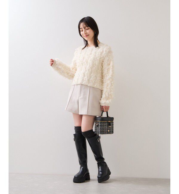 VIS「リボンヤーンフリンジニットプルオーバー」|ニット・セーター|