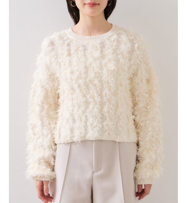 VIS「リボンヤーンフリンジニットプルオーバー」|ニット・セーター|