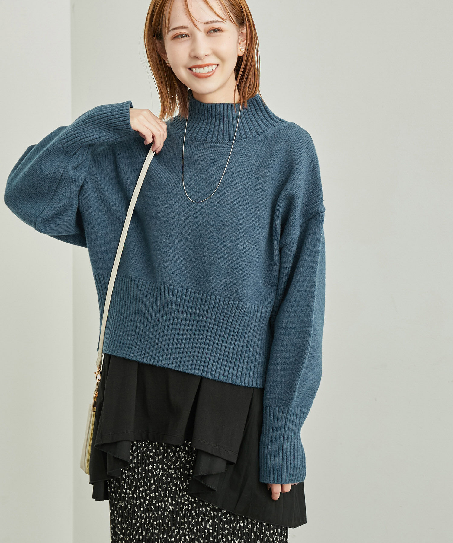 Rope&rsquo;Picnic「【CM着用商品】スタイルアップが叶うクロップドカラフルニット」|ニット・セーター|ブルー系(45)