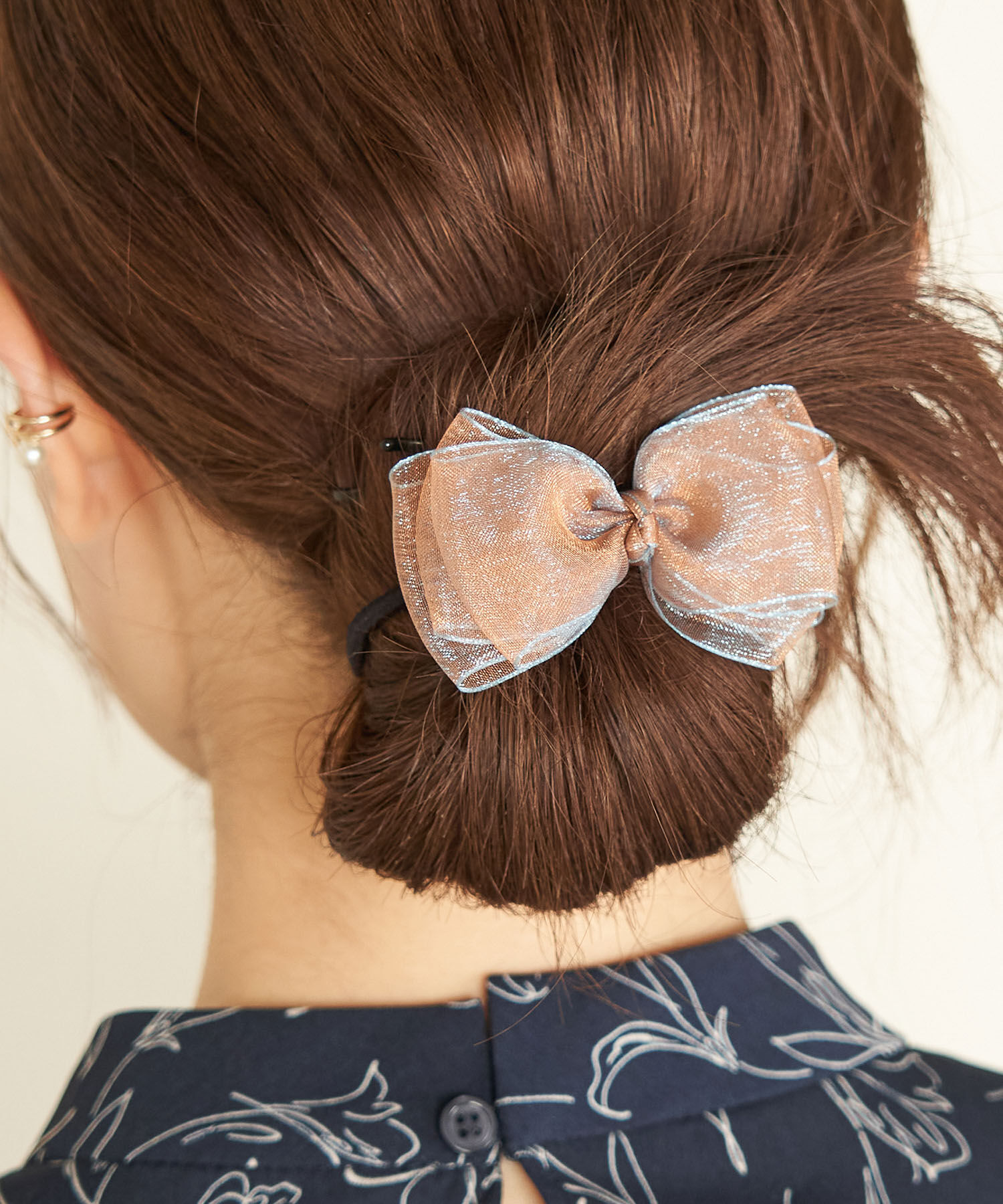 ROPE PICNIC PASSAGE「オーガンジーラメリボンポニー」|ヘアゴム・シュシュ|ピンク系(65)