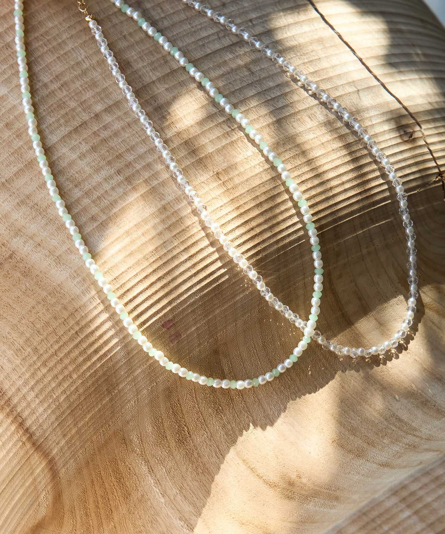 ROPE PICNIC PASSAGE「ミルキービーズ&times;パールショートネックレス」|ネックレス|ライトグリーン(33)
