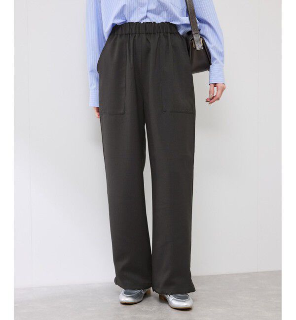 Rope&rsquo;Picnic「ドロストリラックスイージーワイドパンツ」|チノ|ブラック(01)