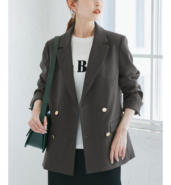 Rope&rsquo;Picnic「【WEB限定・ミドル丈】レディハンサムシリーズ ウールライク金ボタンジャケット(半裏地)/通勤対応」|テーラードジャケット|