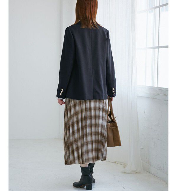 Rope&rsquo;Picnic「【WEB限定・ミドル丈】レディハンサムシリーズ ウールライク金ボタンジャケット(半裏地)/通勤対応」|テーラードジャケット|