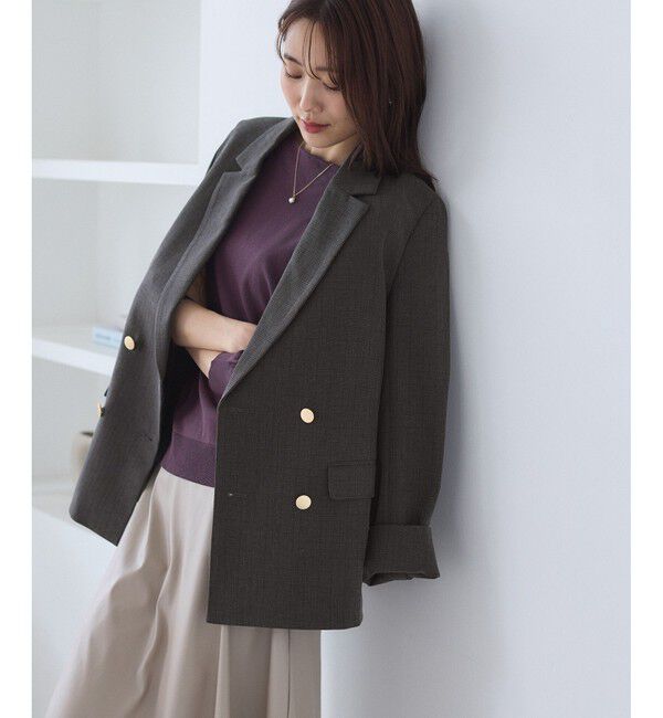 Rope&rsquo;Picnic「【WEB限定・ミドル丈】レディハンサムシリーズ ウールライク金ボタンジャケット(半裏地)/通勤対応」|テーラードジャケット|