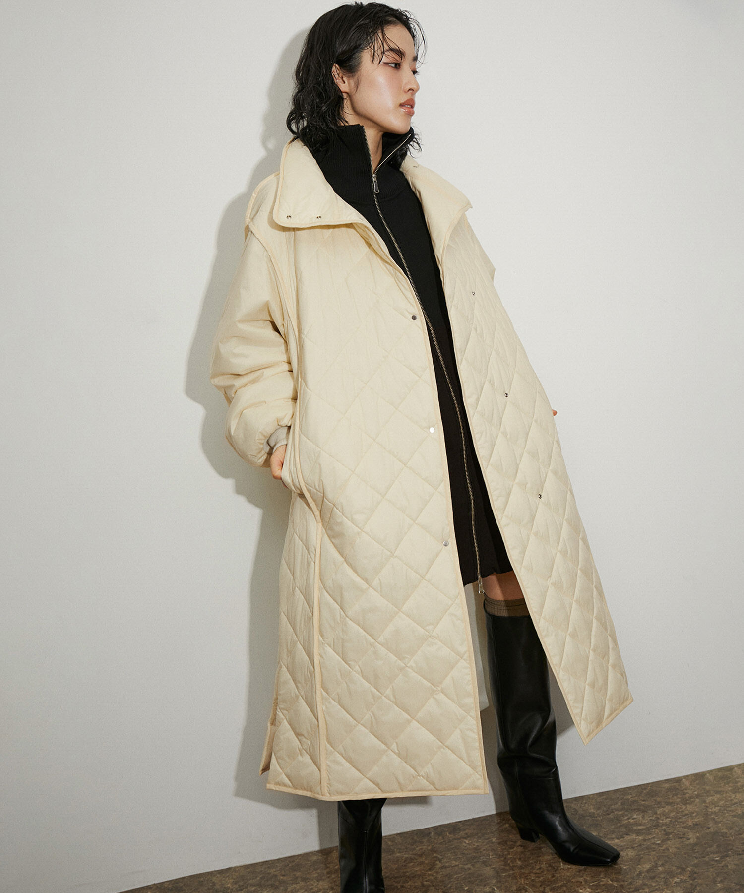 ADAM ET ROPE'「【サステナブル】〈same product〉ショートジャカードドライバーズニットワンピース」|ワンピース|