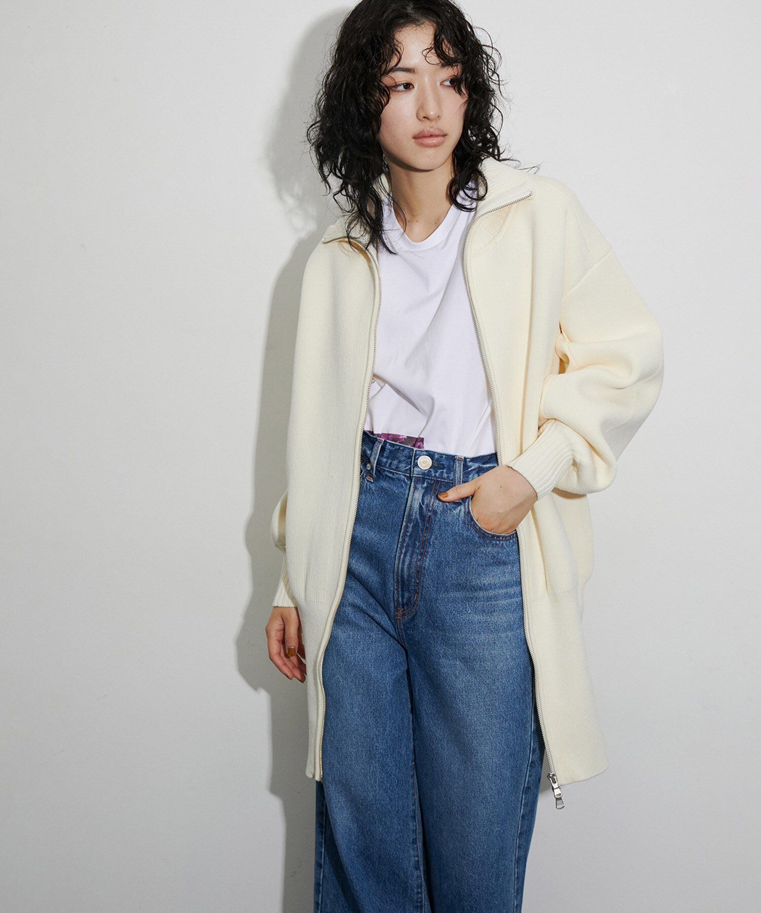 ADAM ET ROPE'「【サステナブル】〈same product〉ショートジャカードドライバーズニットワンピース」|ワンピース|