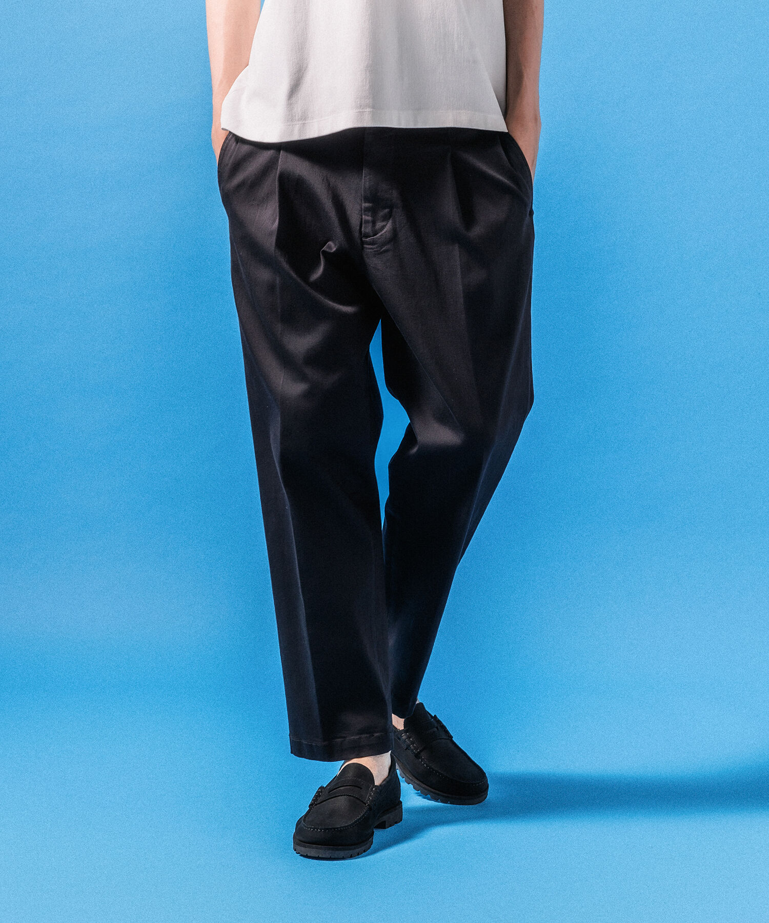 ADAM ET ROPE'「【接触冷感】ワイドテーパード ストレッチ イージーパンツ / ロングシーズン着用可能」|スラックス|