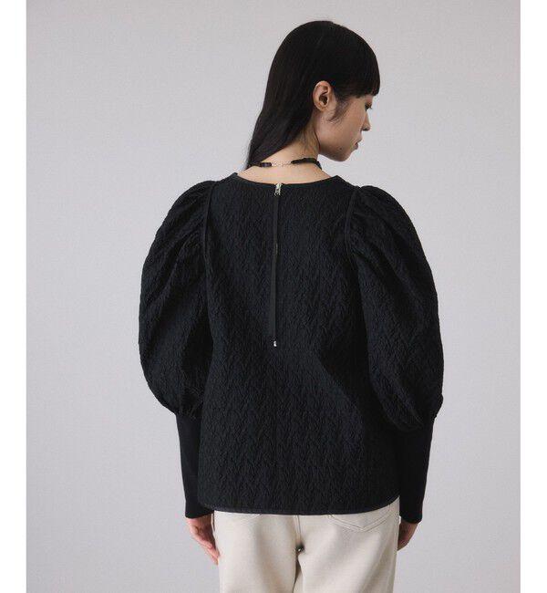 ADAM ET ROPE'「ジャガードコンビギャザートップス」|Tシャツ・カットソー|