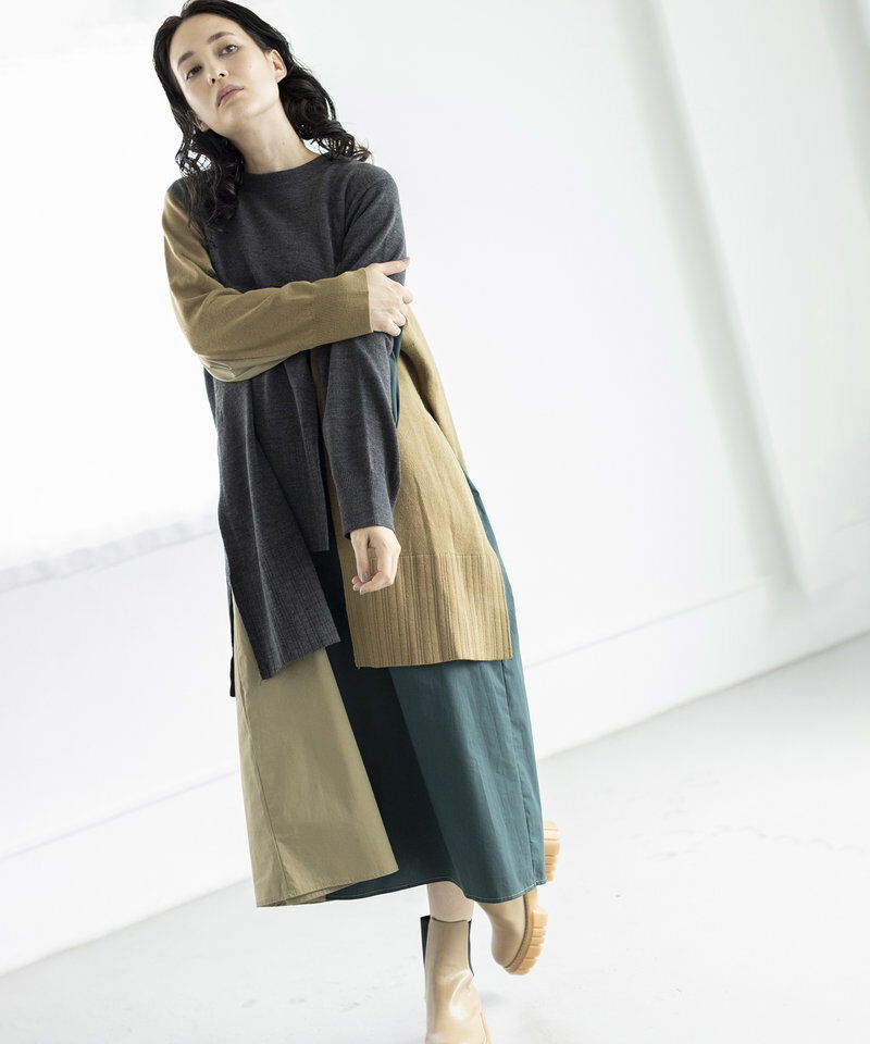  「ニット切替ワンピース」|ワンピース|