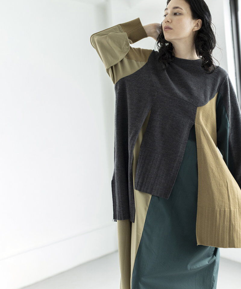  「ニット切替ワンピース」|ワンピース|