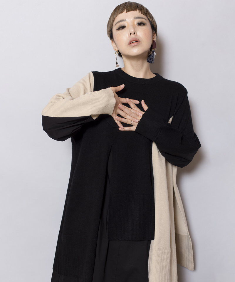  「ニット切替ワンピース」|ワンピース|