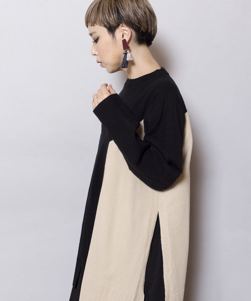  「ニット切替ワンピース」|ワンピース|