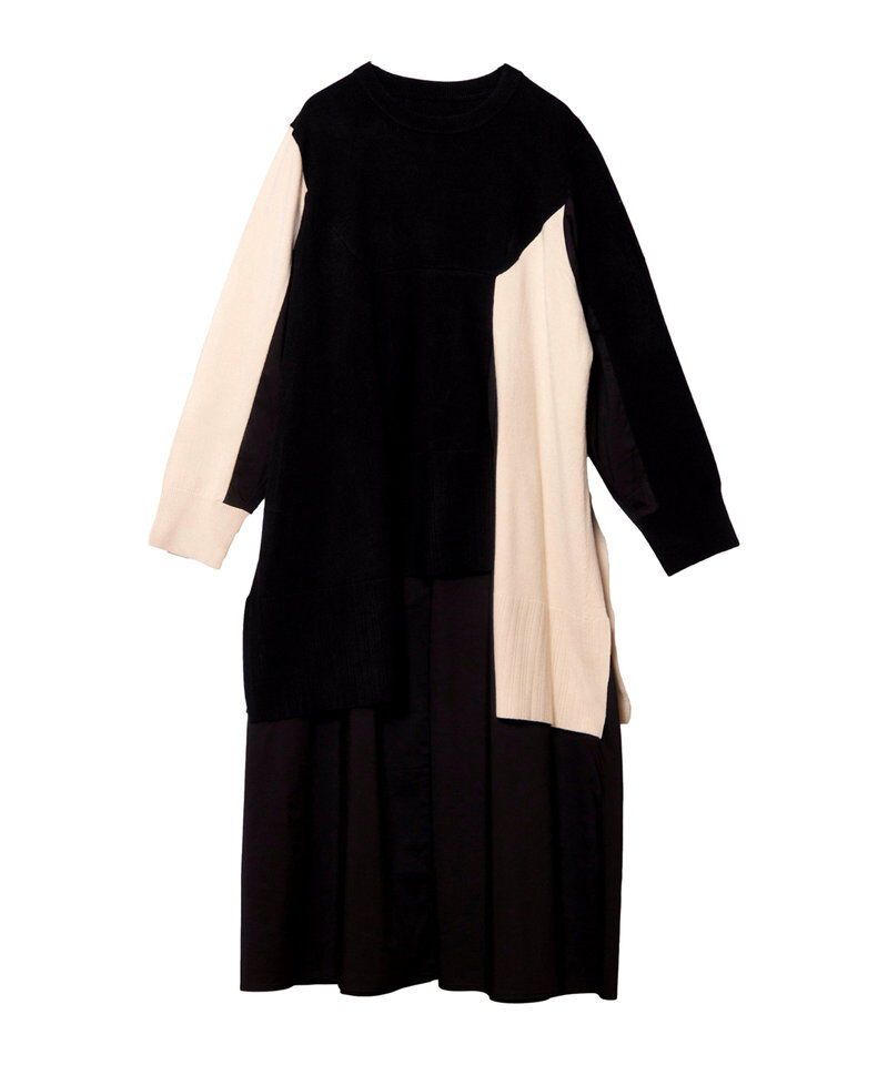  「ニット切替ワンピース」|ワンピース|
