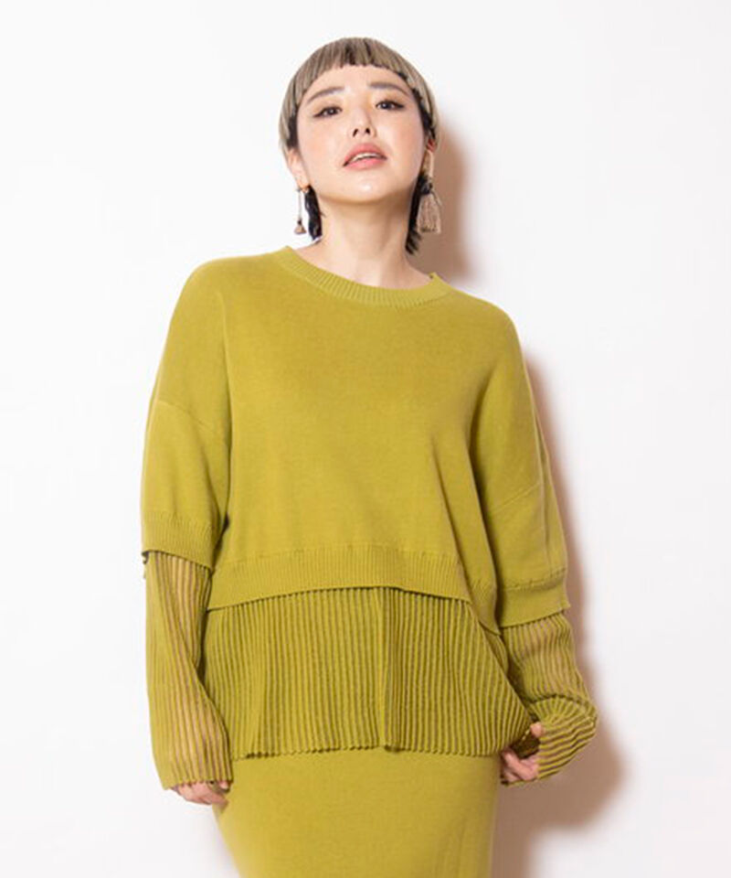  「ストライプヘムニットプルオーバー」|ニット・セーター|L.GREEN