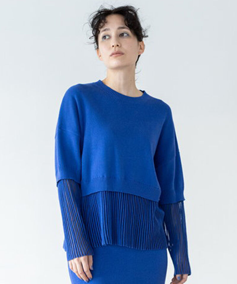  「ストライプヘムニットプルオーバー」|ニット・セーター|BLUE