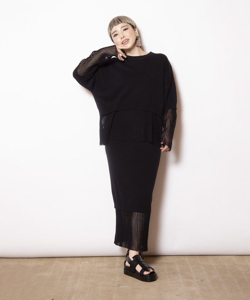  「ストライプヘムニットプルオーバー」|ニット・セーター|