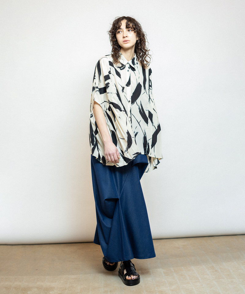  「サイドプリーツプリントブラウス」|シャツ・ブラウス|